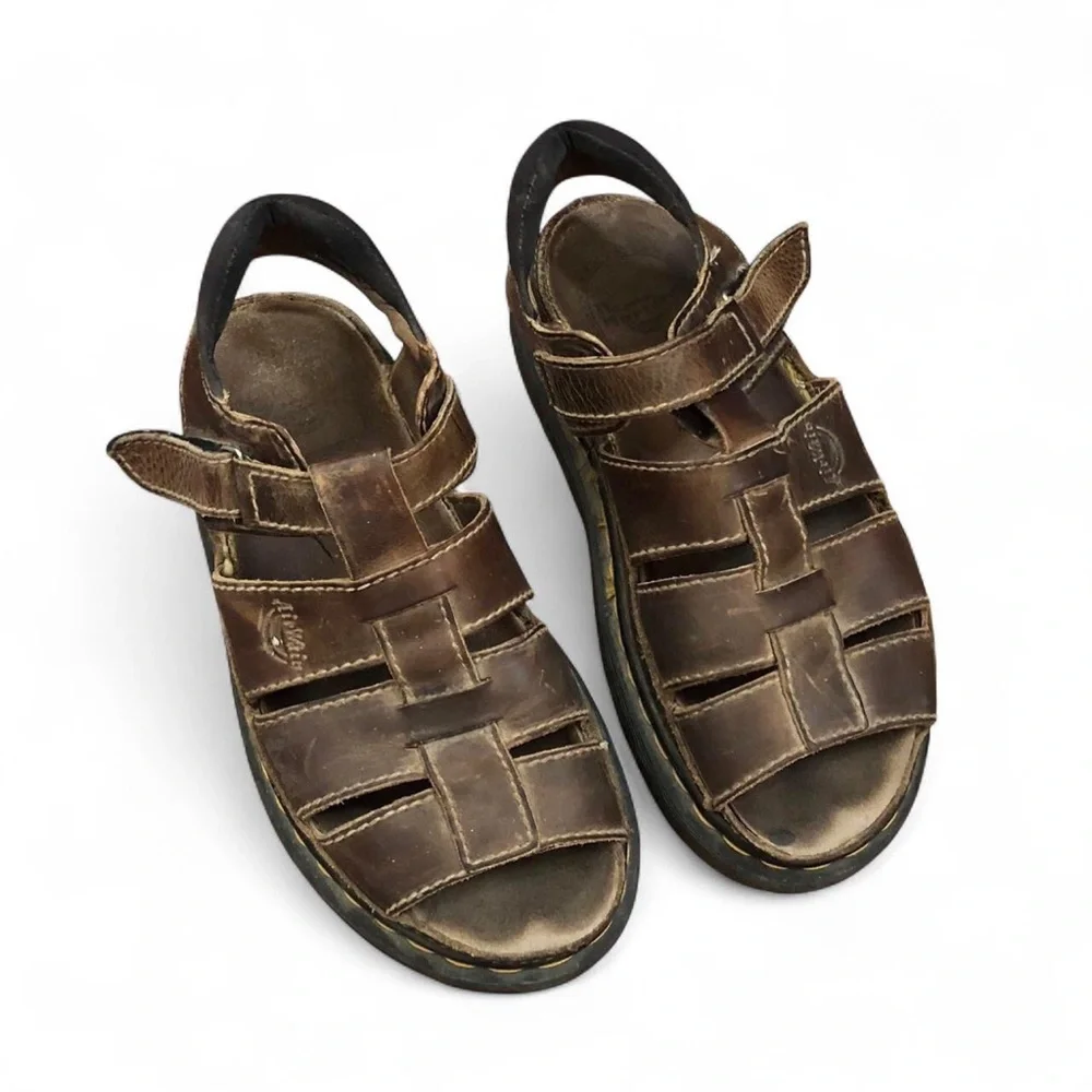 Dr Martens Fisherman Sandals Mens UK 9 US 10 Docs England Made Leather Vintage